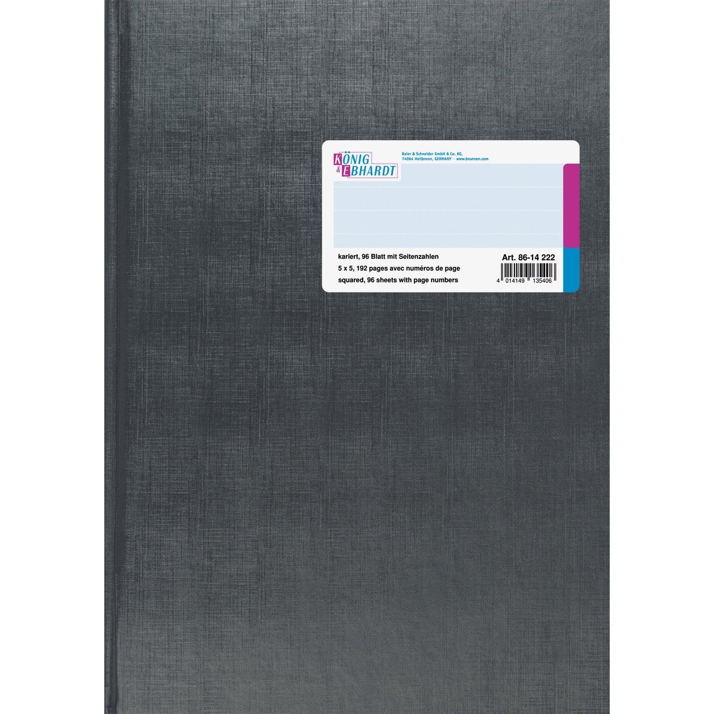 König & Ebhardt Geschäftsbuch DIN A4 kariert anthrazit 96 Bl.