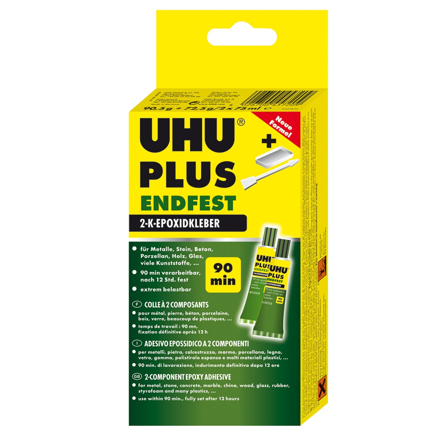 UHU® Zweikomponentenkleber PLUS ENDFEST 720min 163g 2 x 75ml 2 St./Pack.