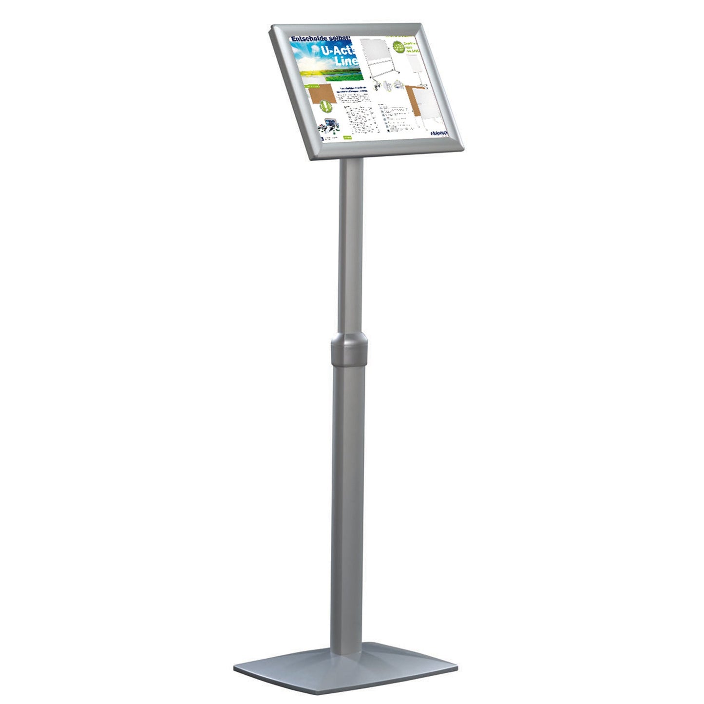 FRANKEN Infodisplay Universal 25 x 125 x 33 cm (B x H x T) DIN A4 inkl. Antireflex-Schutzfolie silber
