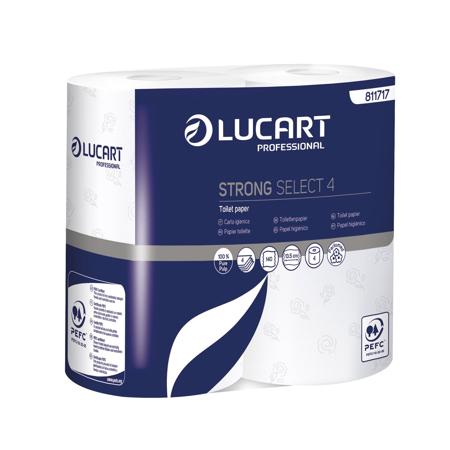 LUCART Toilettenpapier Strong 4-lagig hochweiß 140 Bl./Rl. 4 Rl./Pack.