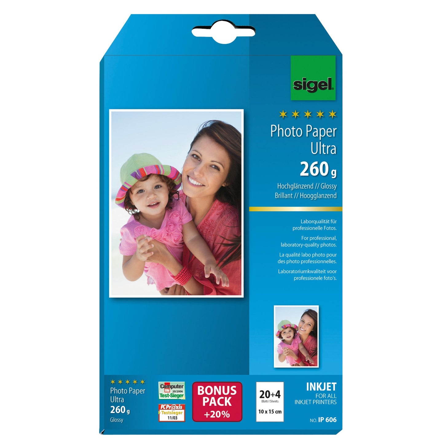 SIGEL Fotopapier Ultra 260g/m² weiß hochglänzend 24 Bl./Pack.