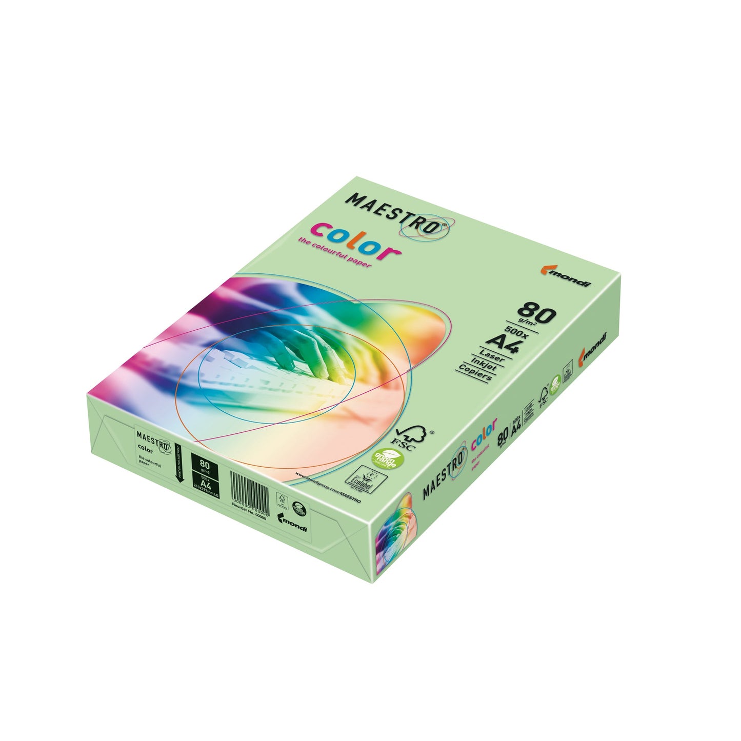 MAESTRO® Multifunktionspapier Color Pastell DIN A4 80g/m² mittelgrün 500 Bl./Pack.