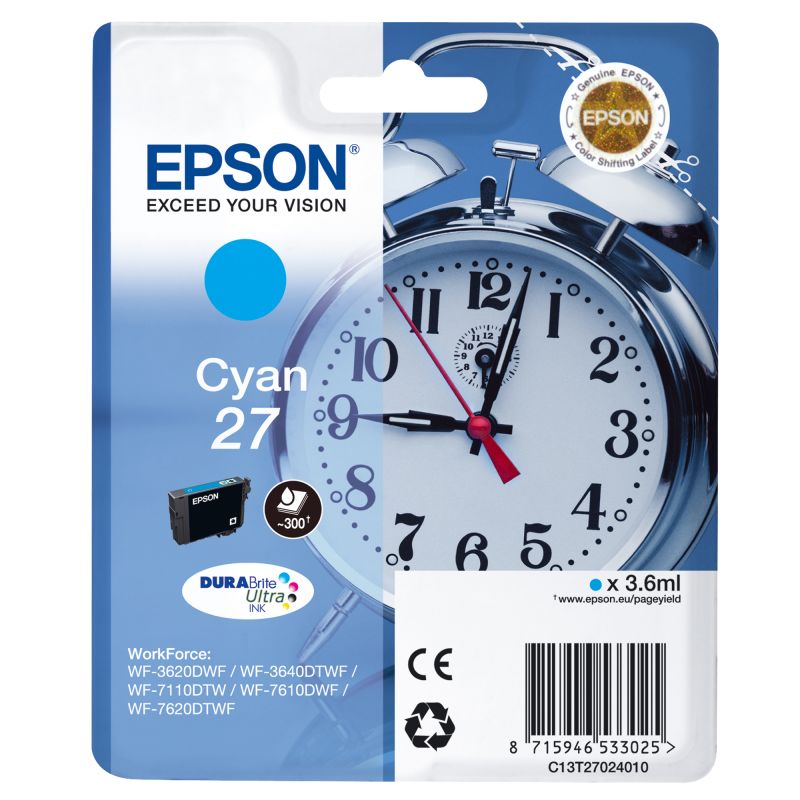 Epson Tintenpatrone Originalzubehör 27 ca. 300 Seiten cyan 3,6ml