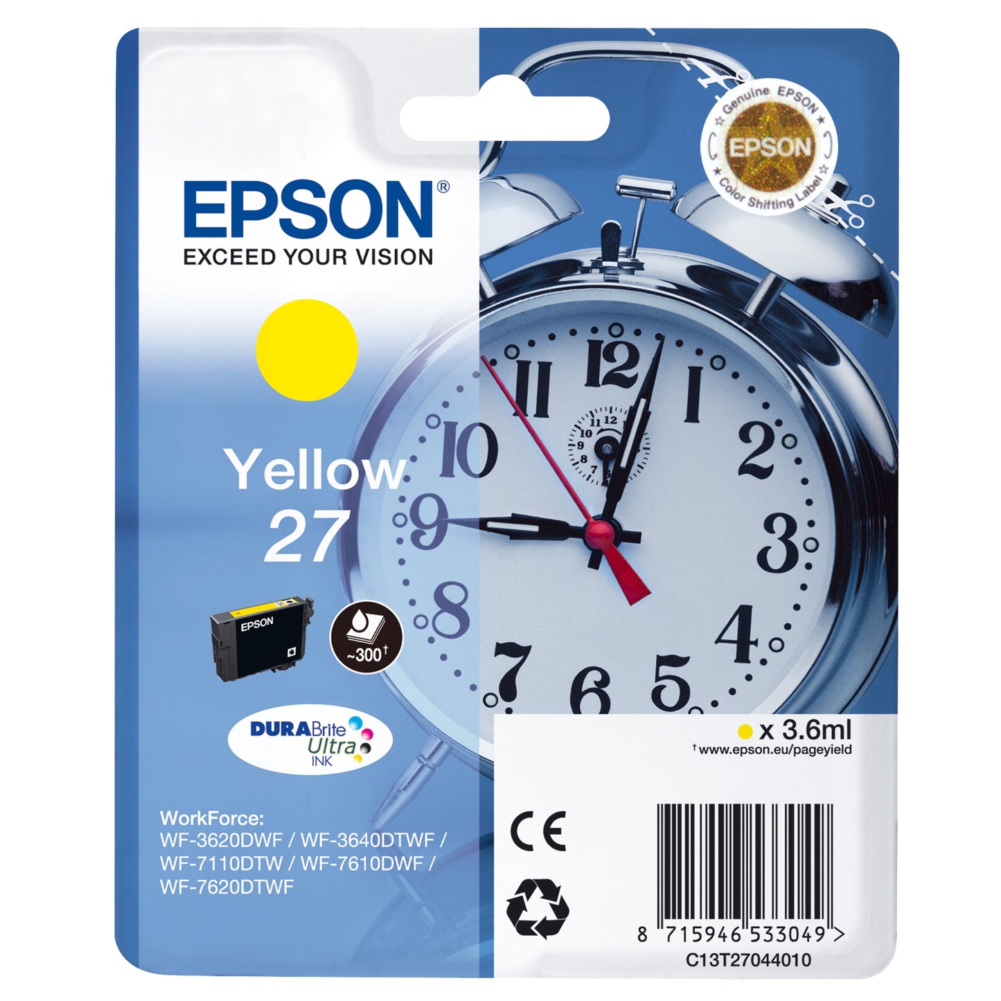 Epson Tintenpatrone Originalzubehör 27 ca. 300 Seiten gelb 3,6ml