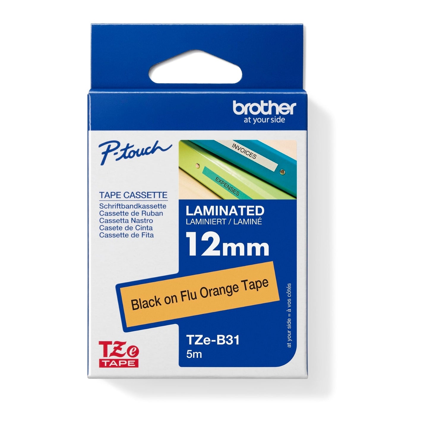 Brother Schriftbandkassette P-touch 12 mm x 5 m (B x L) signalorange schwarz