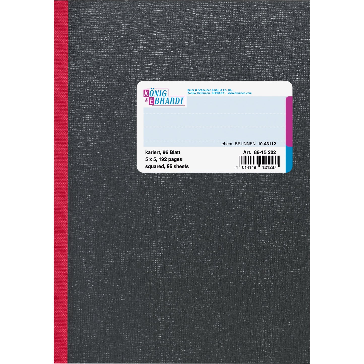König & Ebhardt Geschäftsbuch DIN A5 kariert schwarz 96 Bl.
