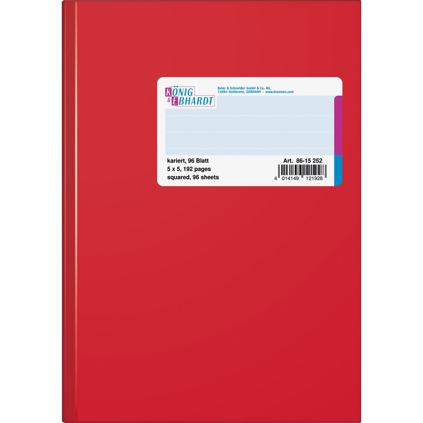 König & Ebhardt Geschäftsbuch DIN A5 kariert rot 96 Bl.