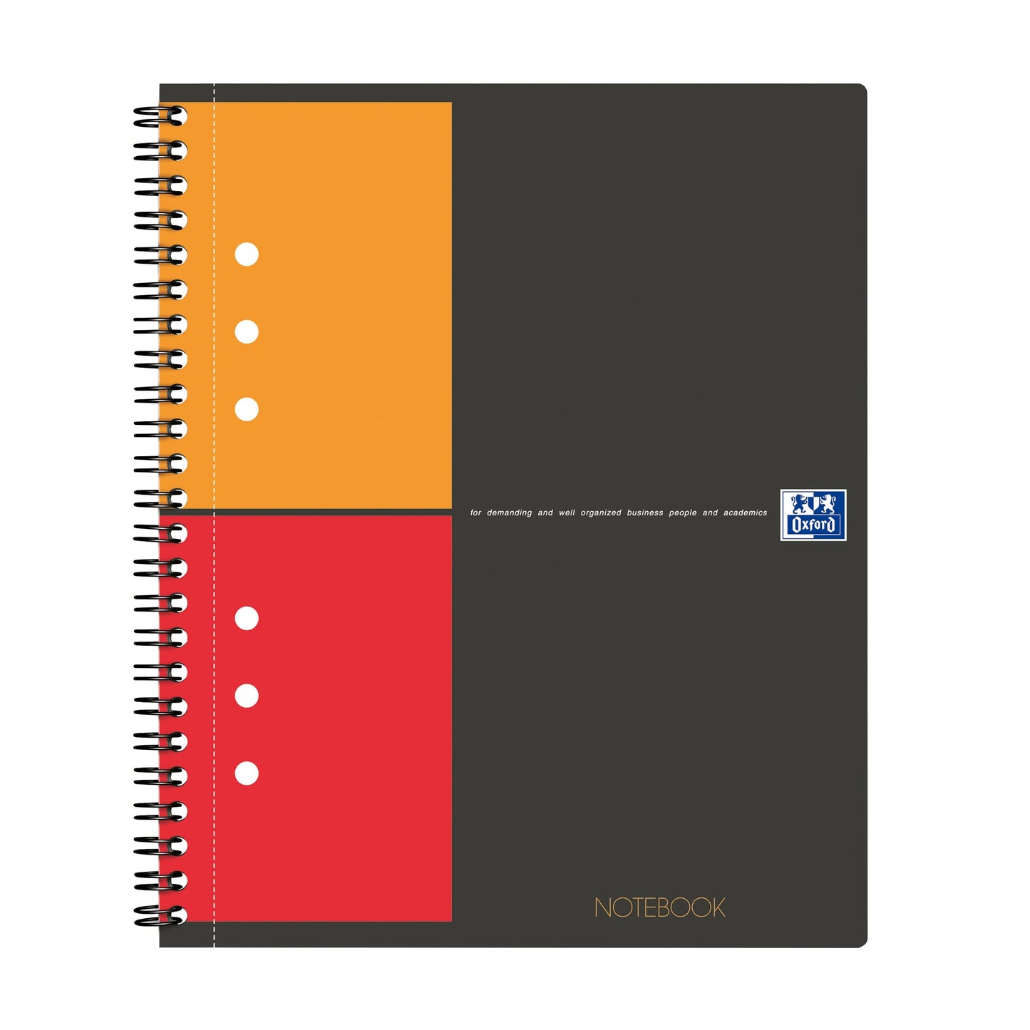 Oxford Collegeblock International Notebook DIN A5+ kariert Karton grau/orange/rot 80 Bl.