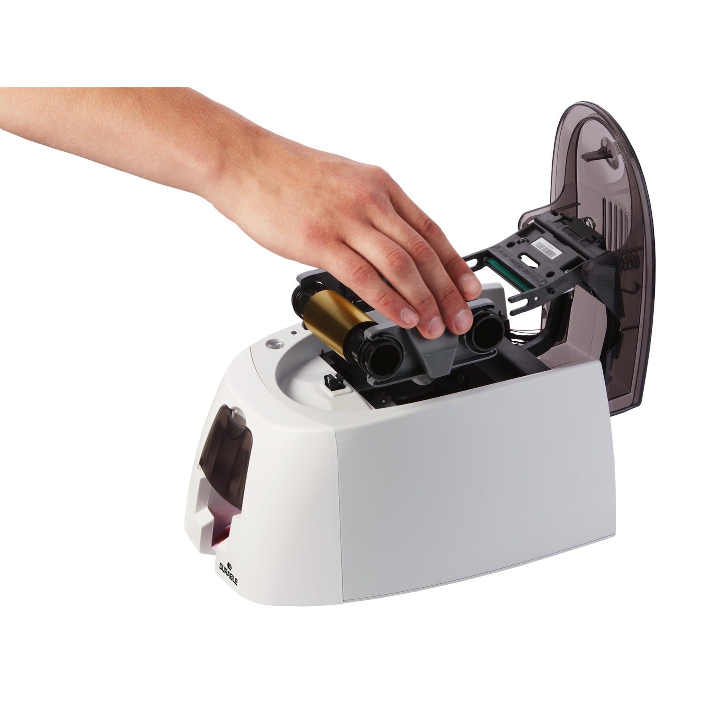 DURABLE Kartendrucker DURACARD® ID 300 53,98 x 85,6 mm (B x H) USB 2.0 Netzbetrieb inkl. YMCKO-Farbband, Blanko-Karten für 100 Ausdrucke, Schnellstartanleitung, Netzteil