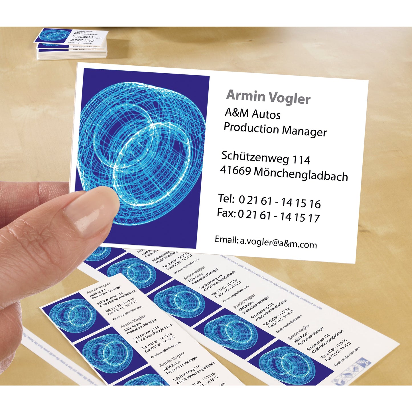 Avery Zweckform Visitenkarte Classic DIN A4 200g/m² weiß 10 Bl./Pack. 100 St./Pack.
