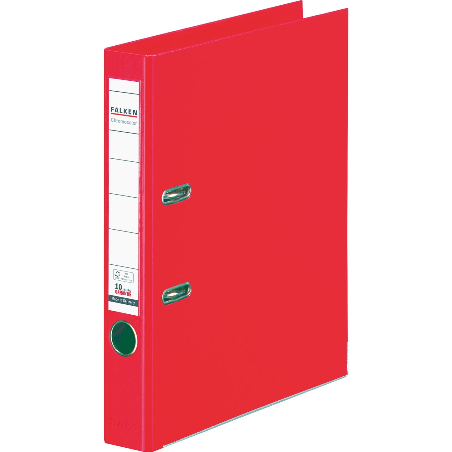 Falken Ordner Chromocolor 50mm DIN A4 Rückenschild: einsteckbar mit Schlitzen Werkstoff: Pappe Material außen: Polypropylen Material innen: Polypropylen rot