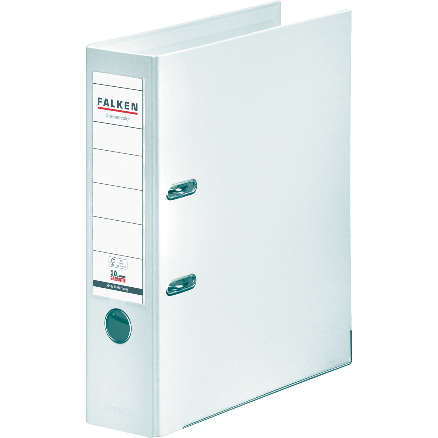 Falken Ordner Chromocolor 80mm DIN A4 Rückenschild: einsteckbar mit Schlitzen Werkstoff: Pappe Material außen: Polypropylen Material innen: Polypropylen weiß