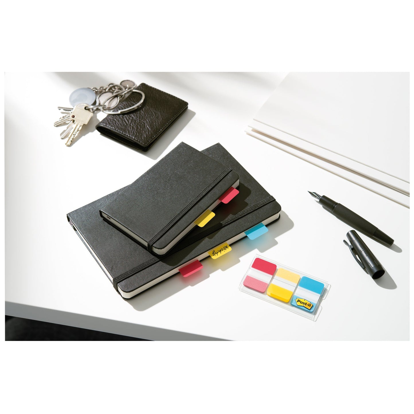 Post-it® Haftstreifen Index Strong 38 x 25,4 mm (B x H) rot, gelb, blau 22 Bl./Block 3 Block/Pack.