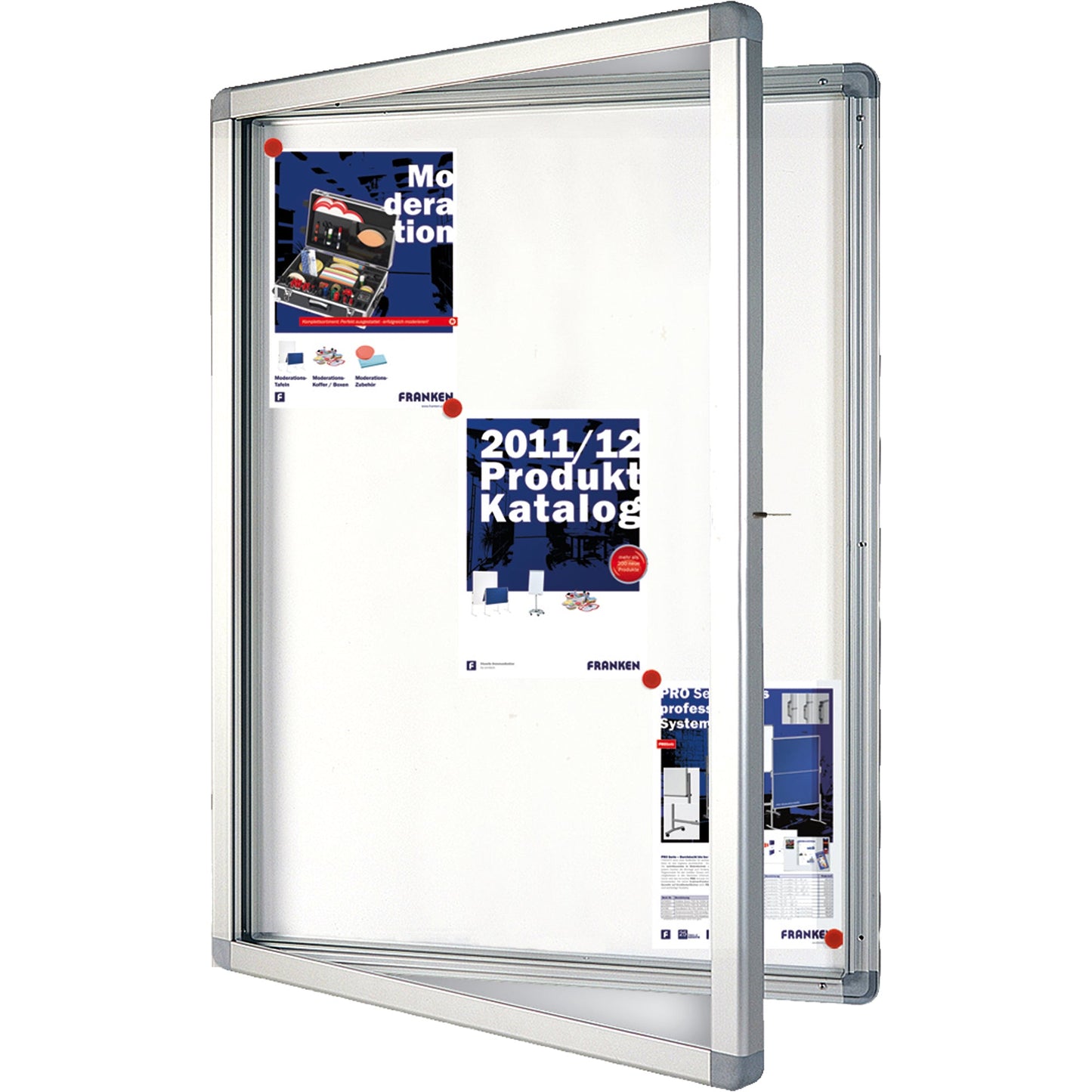 FRANKEN Schaukasten ECO Außenbereich 98 x 101,1 x 4,5 cm (B x H x T) 12 x DIN A4 mit Schloss Aluminium silber