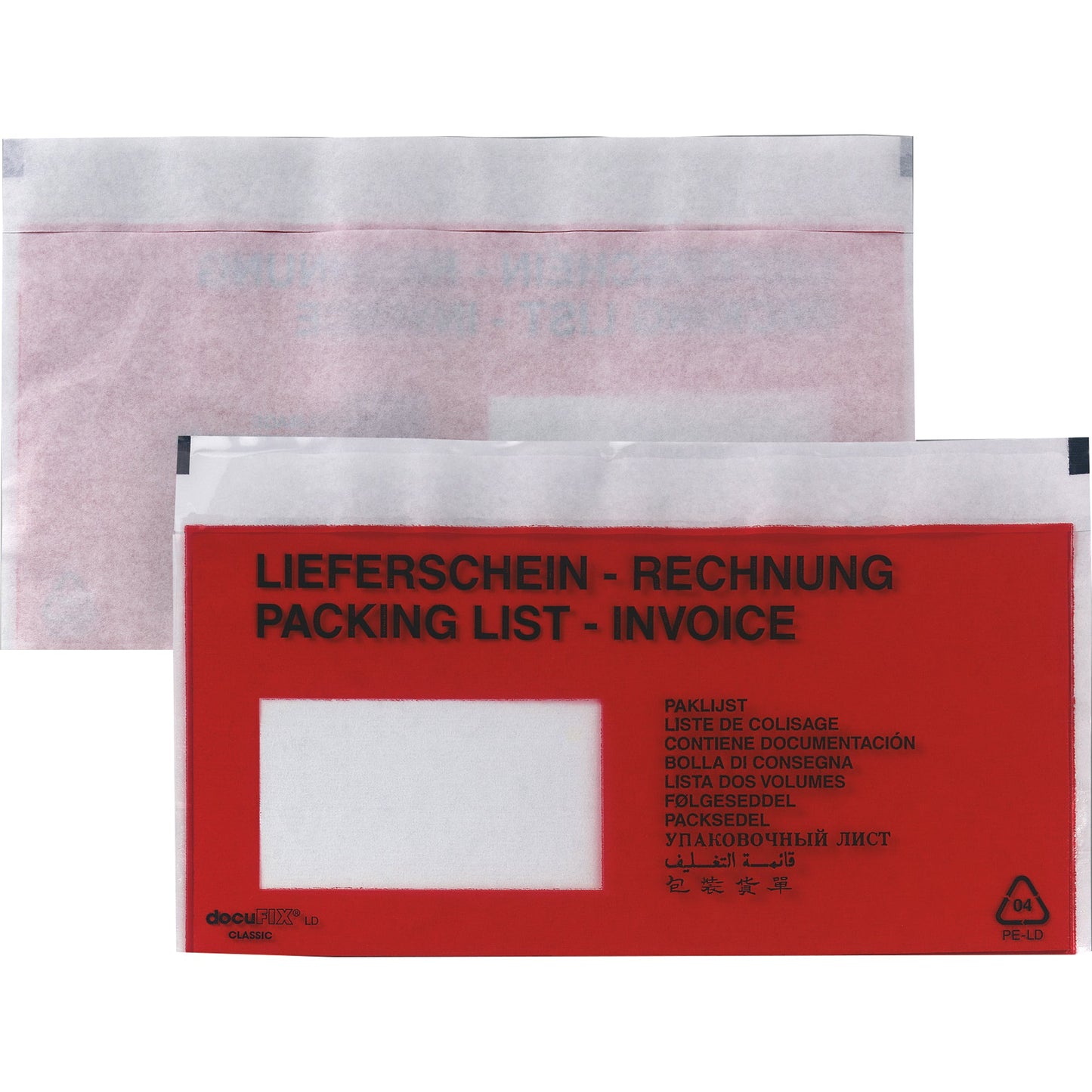 BONG Dokumententasche Lieferschein/Rechnung DIN lang 110 x 240 mm (B x H) Polyethylen rot 1.000 St./Pack.