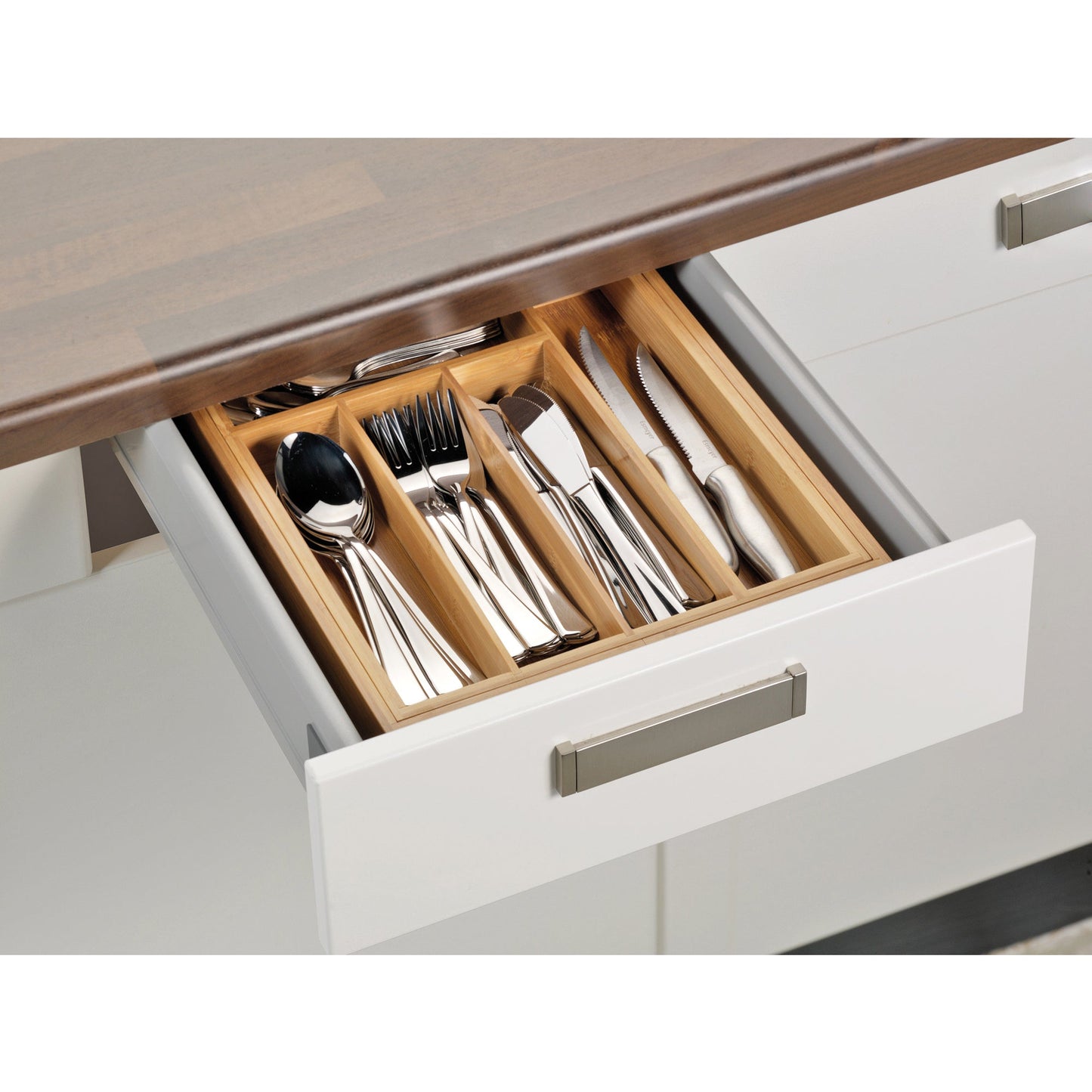 Esmeyer® Besteckkasten SIMON 28,6 x 5,9 x 33,4 cm (B x H x T) ausziehbar Bambusholz braun 7 Fächer