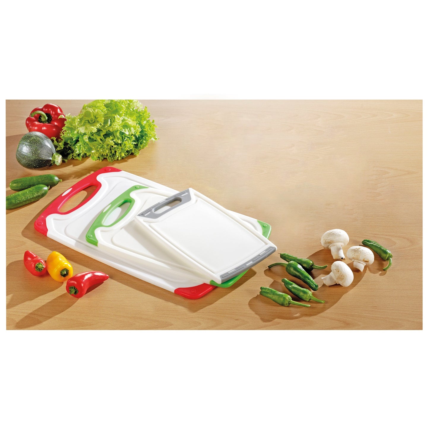 Esmeyer® Schneidebrett Star je 1 Brett 25,5 x 14,7 cm (B x L), 31,6 x 19,6 cm (B x L), 40 x 23,5 cm (B x L) Kunststoff weiß 3 St./Pack.