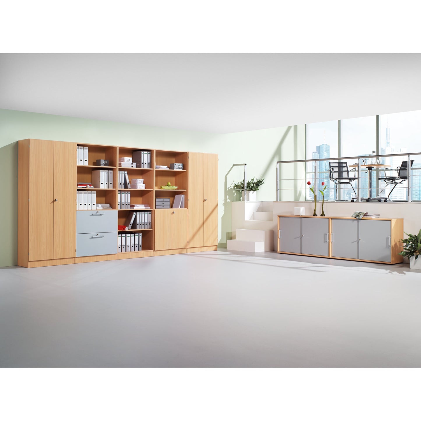 Hammerbacher Regal Solid 800 x 1.270 x 400 mm (B x H x T) 25kg 2 Fachböden Holz, melaminharzbeschichtet buche