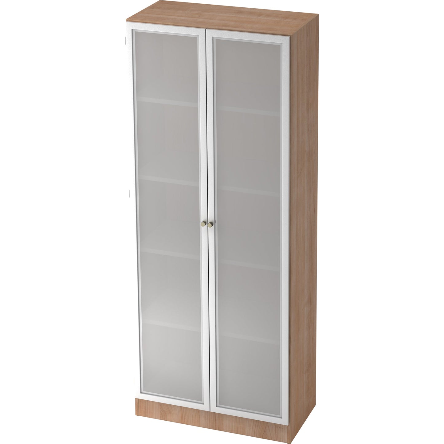 Hammerbacher Flügeltürenschrank Solid 800 x 2.004 x 420 mm (B x H x T) 4 Fachböden Holz Farbe der Front: silber/transparent Farbe des Korpus: nussbaum