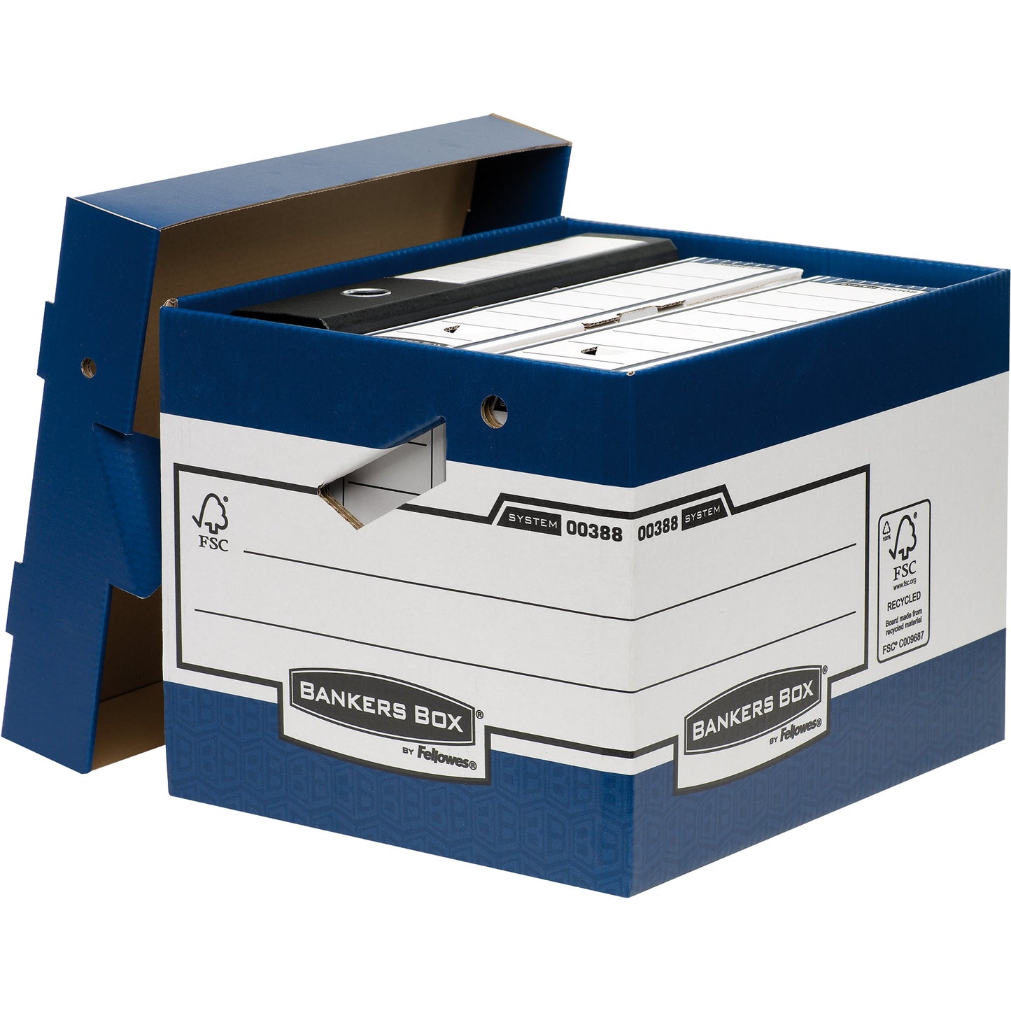 Bankers Box® Archivbox System Heavy Duty ERGO-BoxT 33,5 x 29,2 x 40,4 cm (B x H x T) DIN A4, DIN A4+ mit Archivdruck Karton, 100 % recycelt blau/weiß