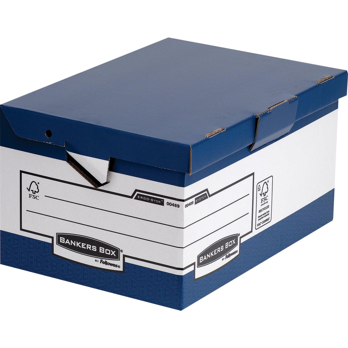 Bankers Box® Archivbox System ERGO-StorT Maxi 39 x 31 x 56,5 cm (B x H x T) DIN A4, Folio mit Archivdruck Wellpappe, 100 % recycelt blau/weiß