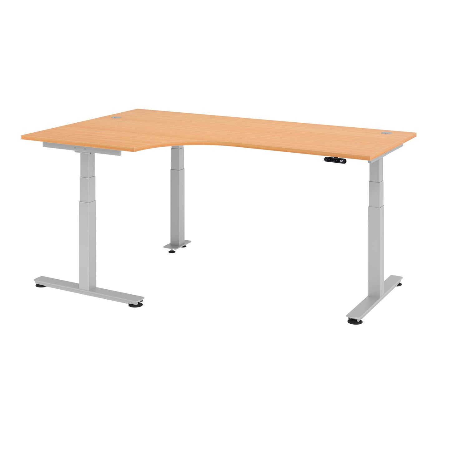 Hammerbacher Schreibtisch Maße: 2.000 x 630-1.270 x 1.200 mm (B x H x T) Spanplatte buche
