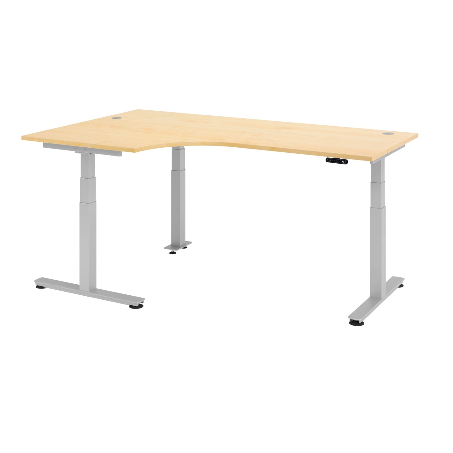 Hammerbacher Schreibtisch Maße: 2.000 x 630-1.270 x 1.200 mm (B x H x T) Spanplatte ahorn