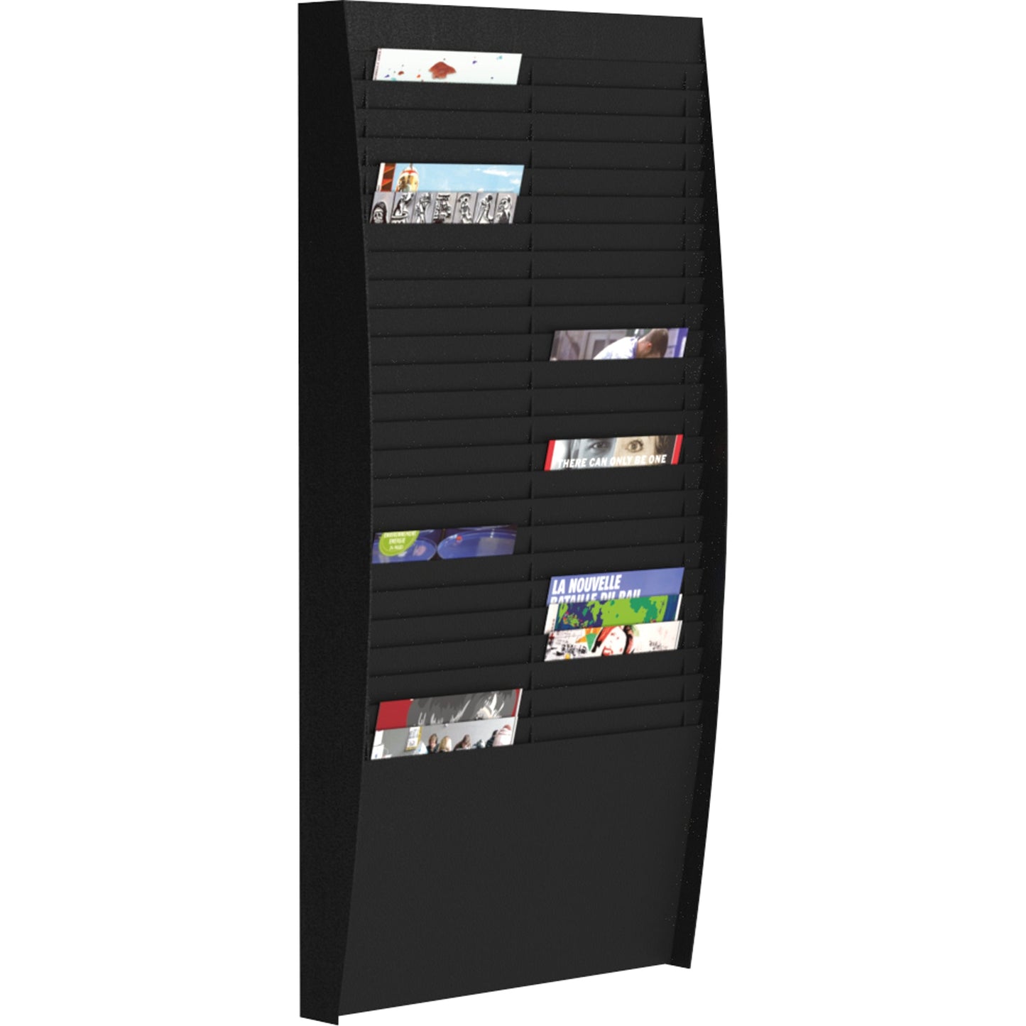 Paperflow Prospekthalter 54,4 x 112 x 12,9 cm (B x H x T) DIN A4 Polystyrol schwarz 50 Fächer
