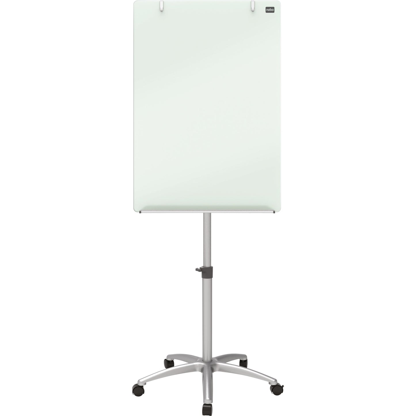 Nobo® Mobiles Flipchart Glas mit Ablageschale Rundfuß Sicherheitsglas silber