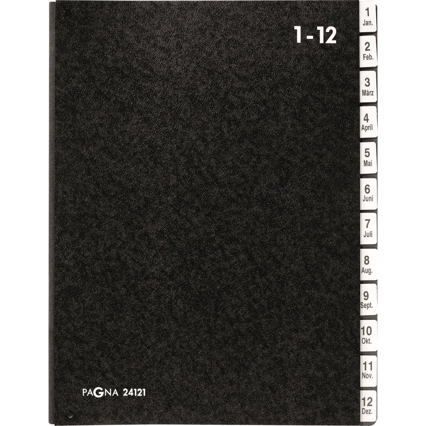 PAGNA Pultordner Classic DIN A4 1-12, Jan.-Dez. Hartpappe, 80 % recycelt schwarz 12 Fächer