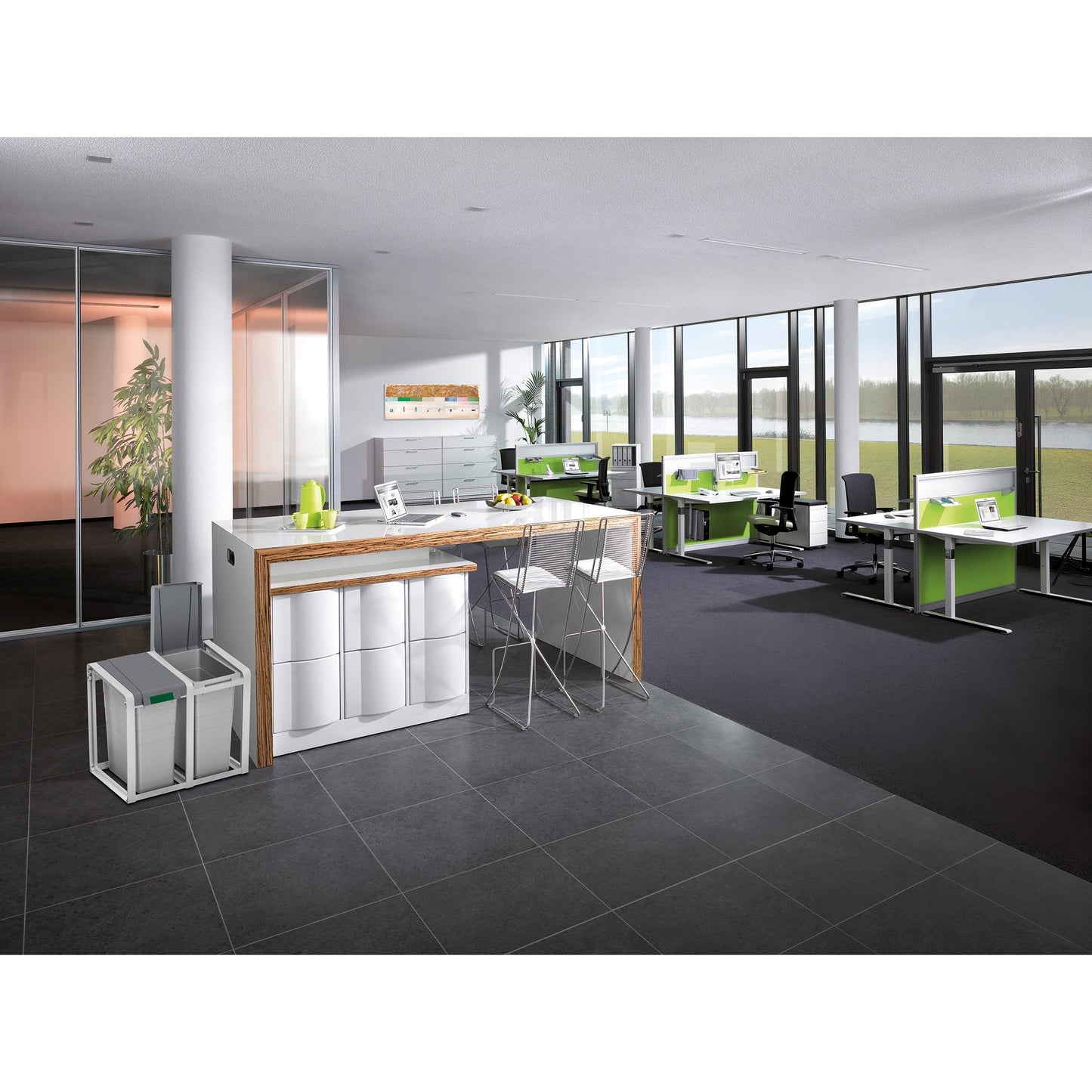 Hailo Abfalleimer ProfiLine Öko XL 38l ABS Kunststoff grau 1 Sortierfach