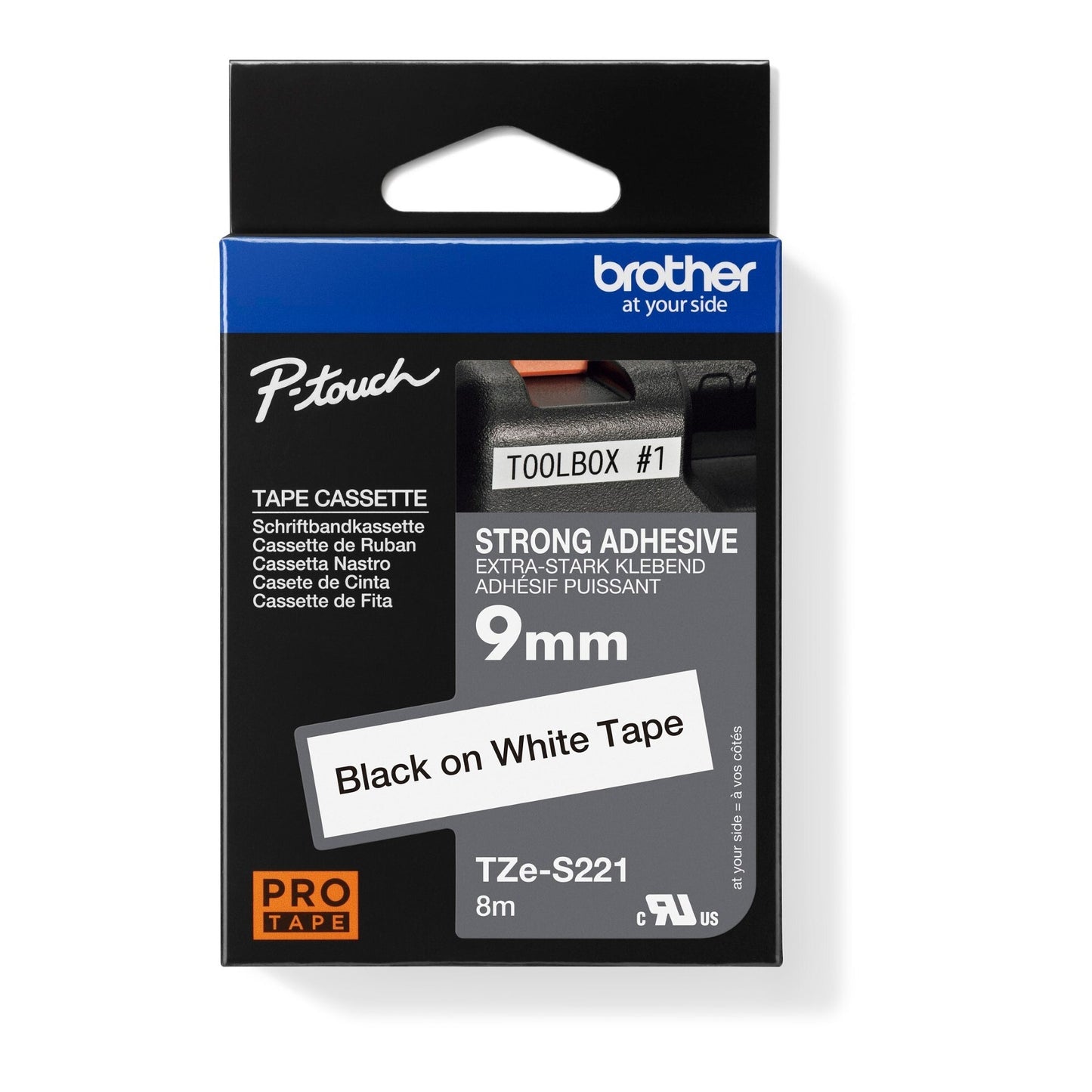 Brother Schriftbandkassette P-touch 9 mm x 8 m (B x L) weiß schwarz