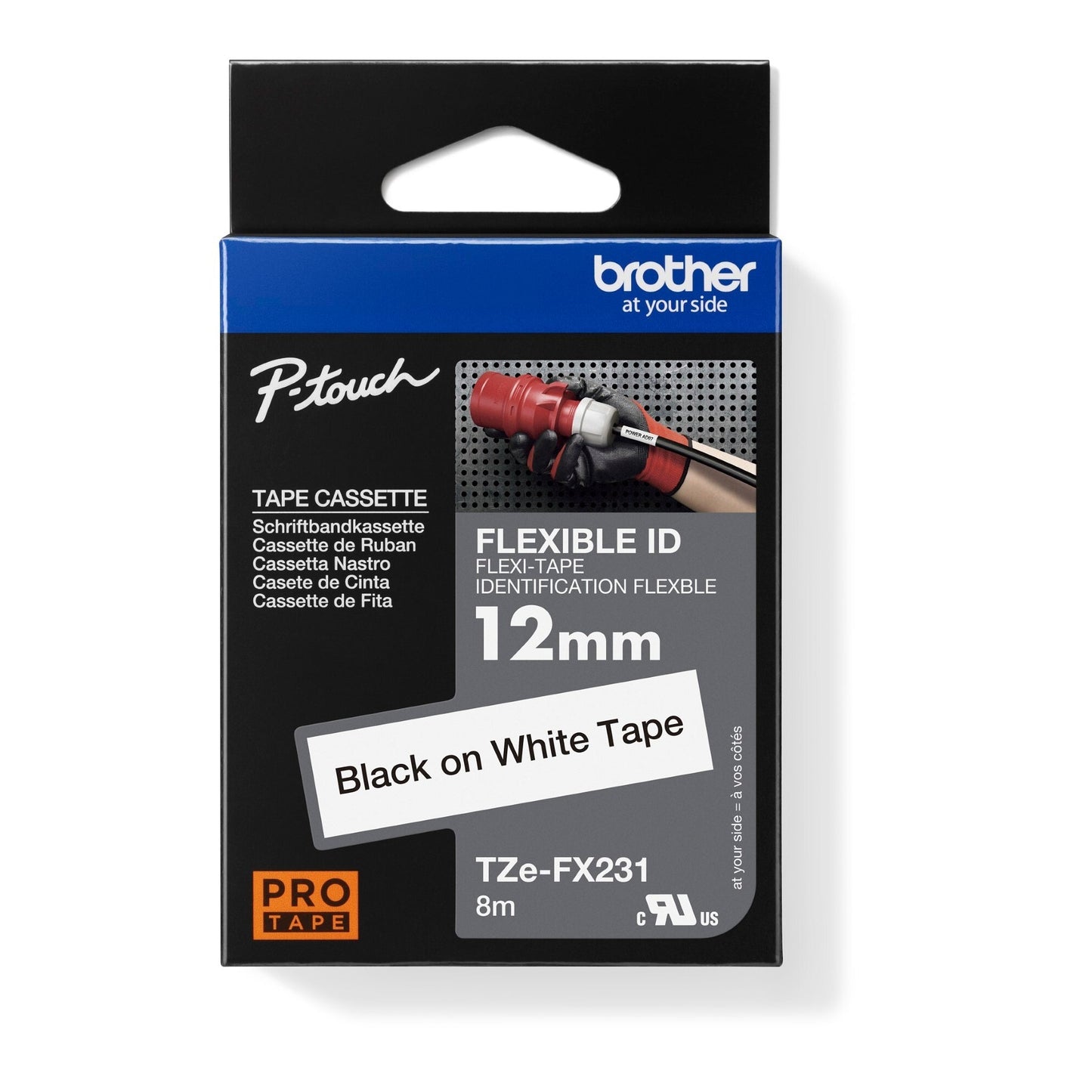 Brother Schriftbandkassette P-touch 12 mm x 8 m (B x L) weiß schwarz