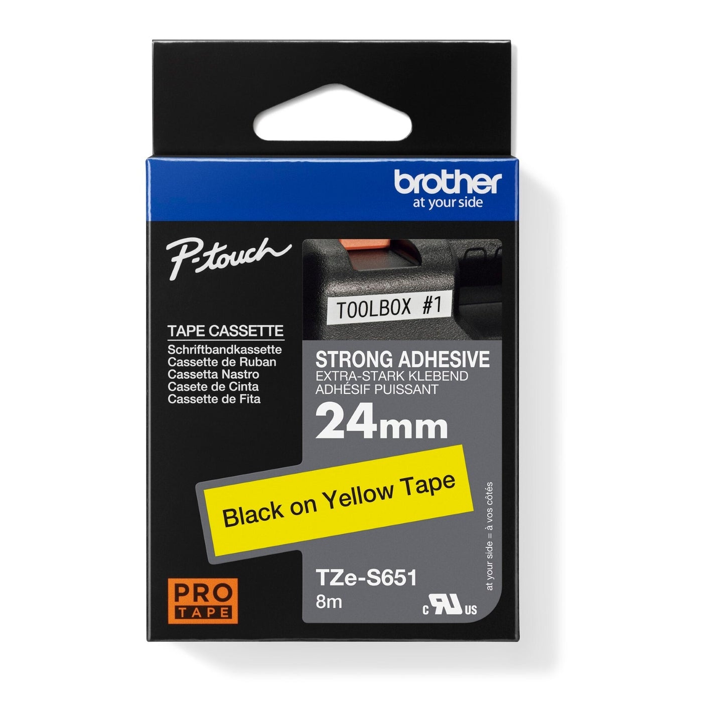 Brother Schriftbandkassette P-touch 24 mm x 8 m (B x L) gelb schwarz