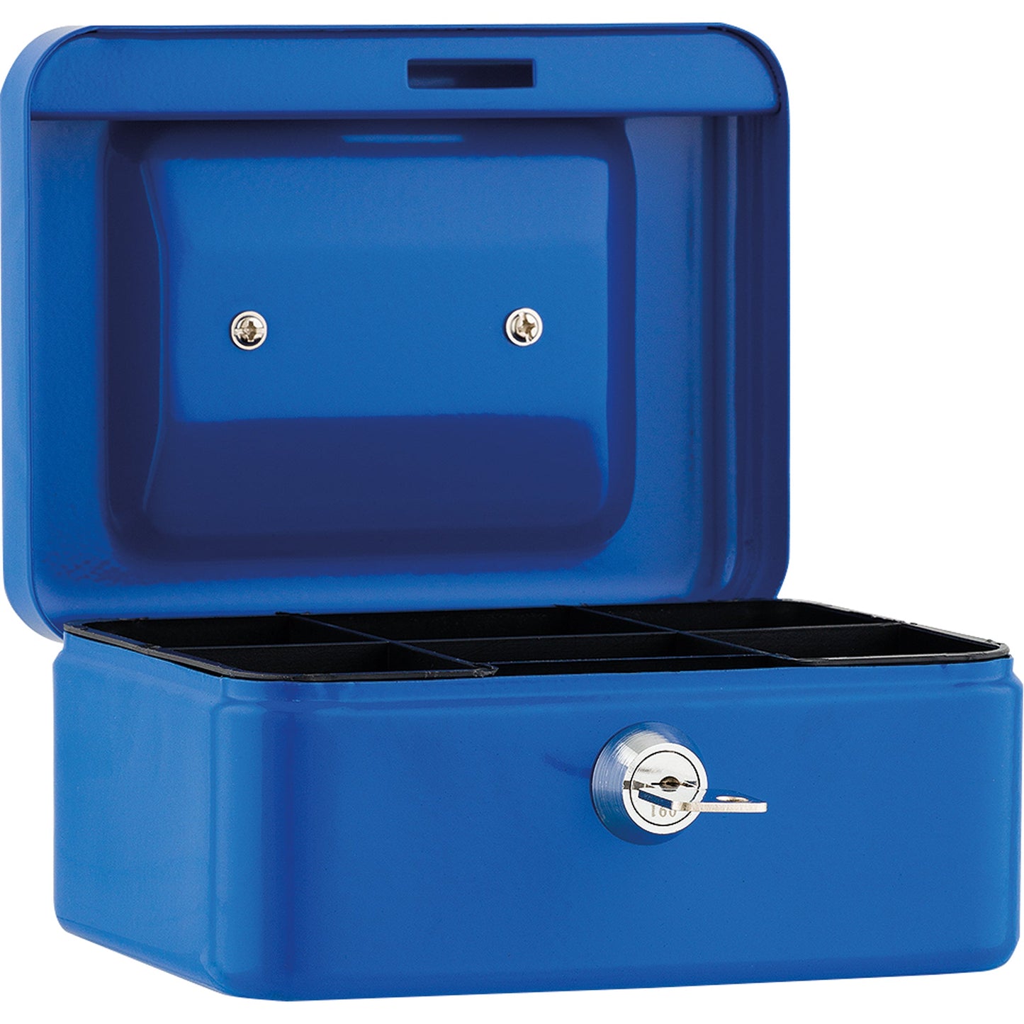 Geldkassette 15,2 x 8 x 11,8 cm (B x H x T) 4 Fächer für Hartgeld mit Schloss Stahl blau