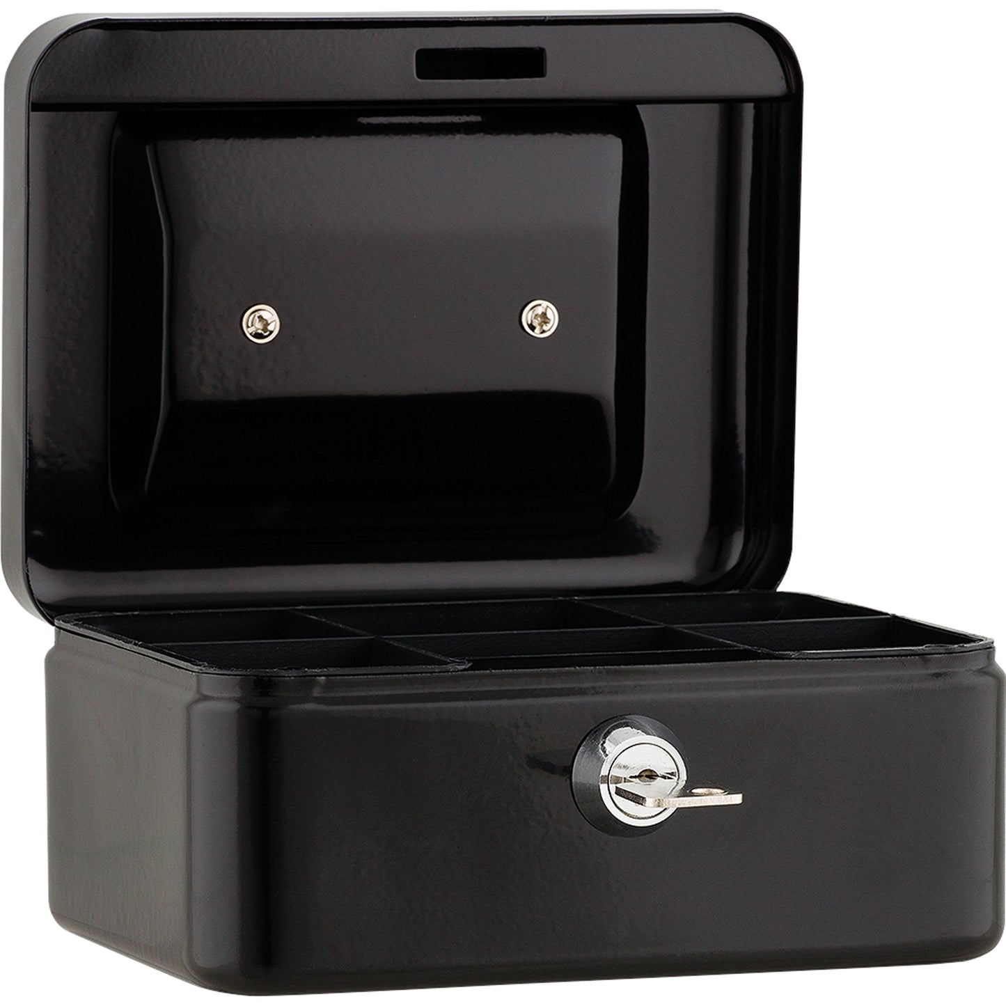 Geldkassette 15,2 x 8 x 11,8 cm (B x H x T) 4 Fächer für Hartgeld mit Schloss Stahl schwarz