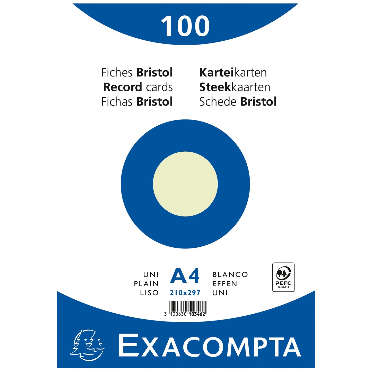 Exacompta Karteikarte DIN A4 blanko grün 100 St./Pack.