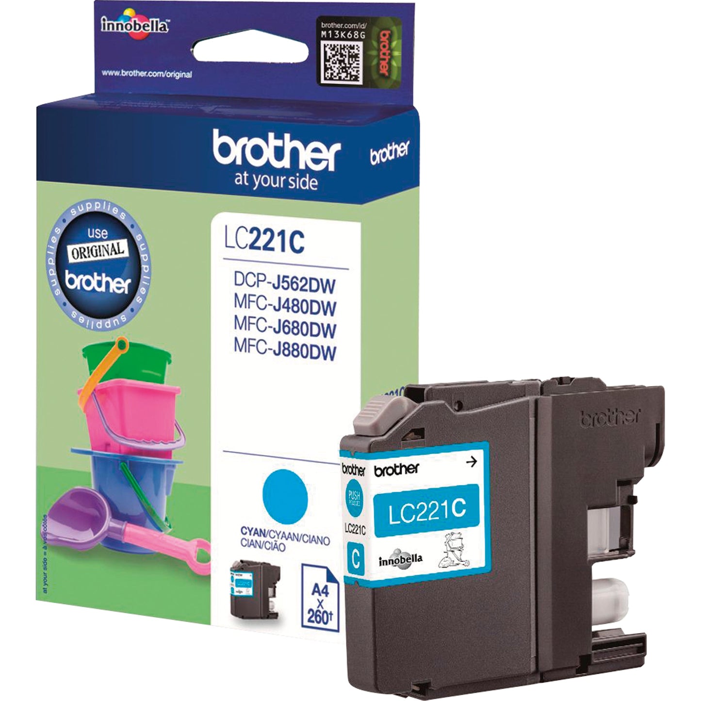 Brother Tintenpatrone Originalzubehör LC-221C ca. 260 Seiten cyan 5,9ml