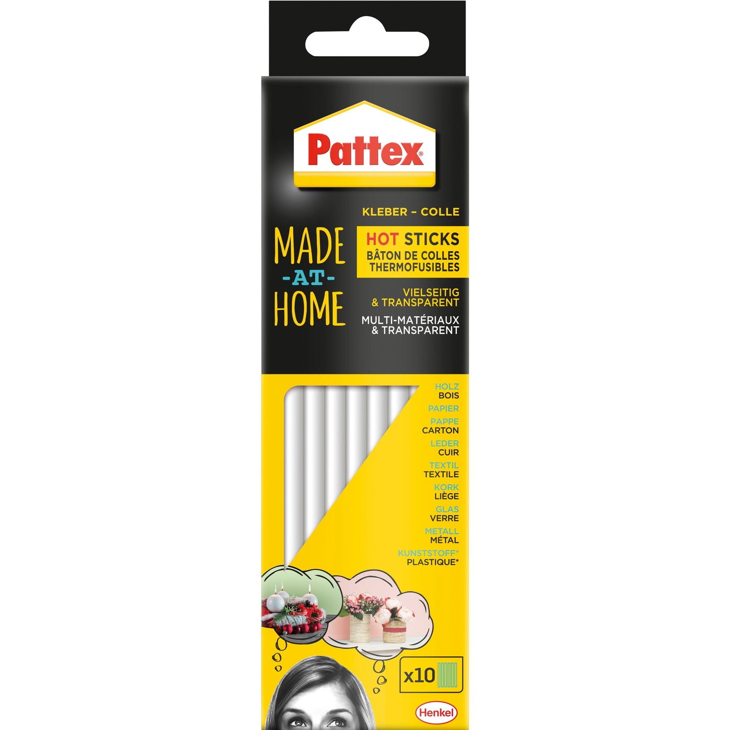 Pattex Heißklebepatrone HOT STICKS Heißklebepistole HOT PISTOL PMHHP 10 x 20 g/Pack.