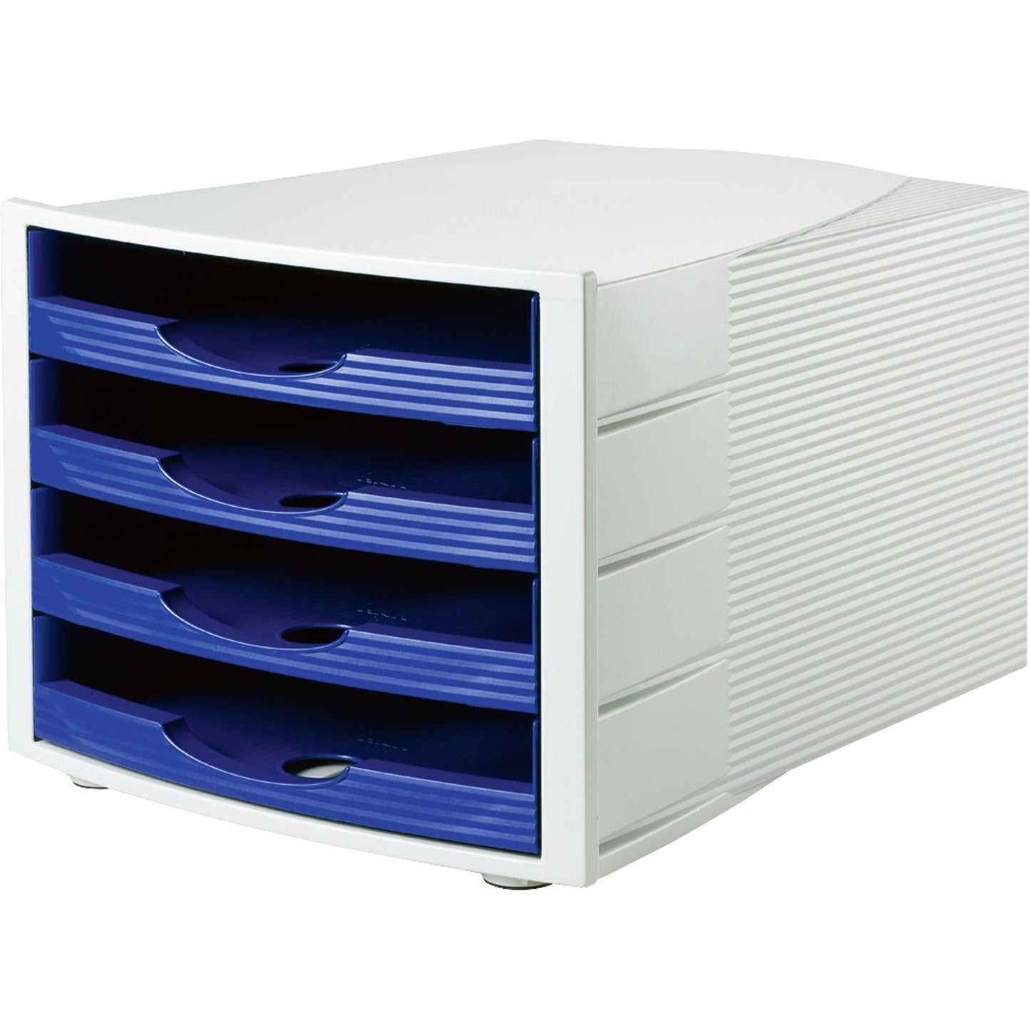 Soennecken Schubladenbox 4 Schubladen DIN A4 Polystyrol Gehäusefarbe: lichtgrau Farbe der Schublade: blau