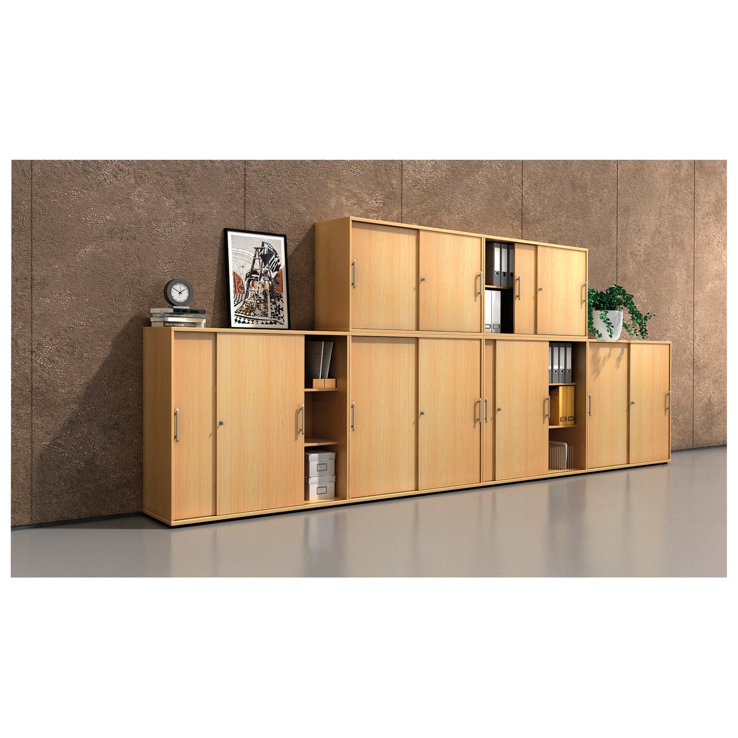 Hammerbacher Schiebetürenschrank 1.200 x 1.100 x 400 mm (B x H x T) buche