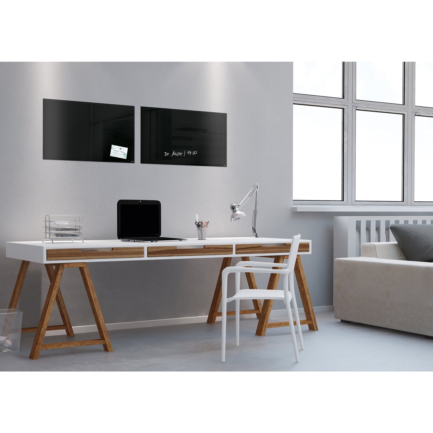 SIGEL Glasboard Artverum 60 x 40 x 1,5 cm (B x H x T) Tafel magnethaftend inkl. 3 extra starke SuperDym-Magnete Sicherheitsglas schwarz