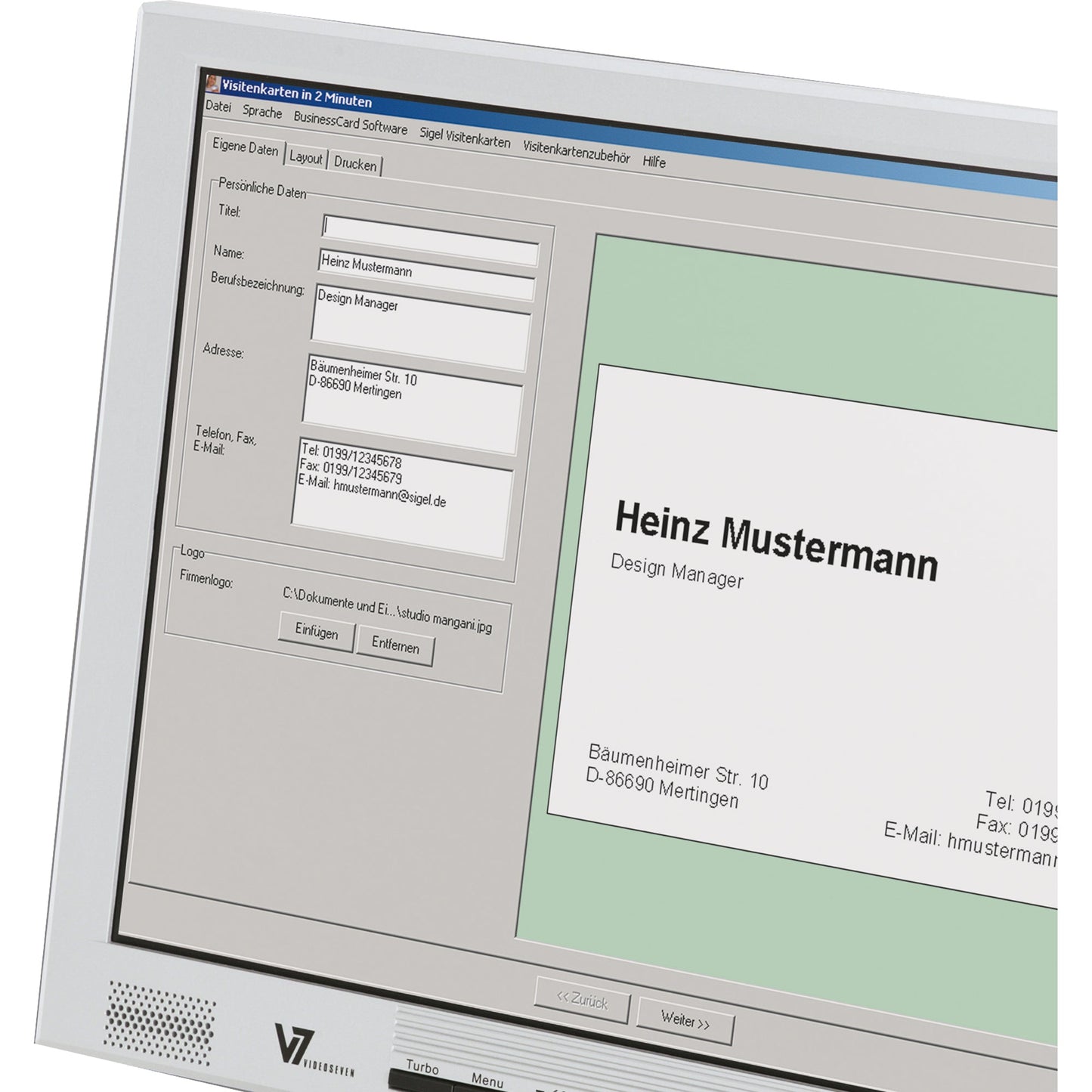 SIGEL Visitenkarte DIN A4 190g/m² hochweiß 10 Bl./Pack. 100 St./Pack.