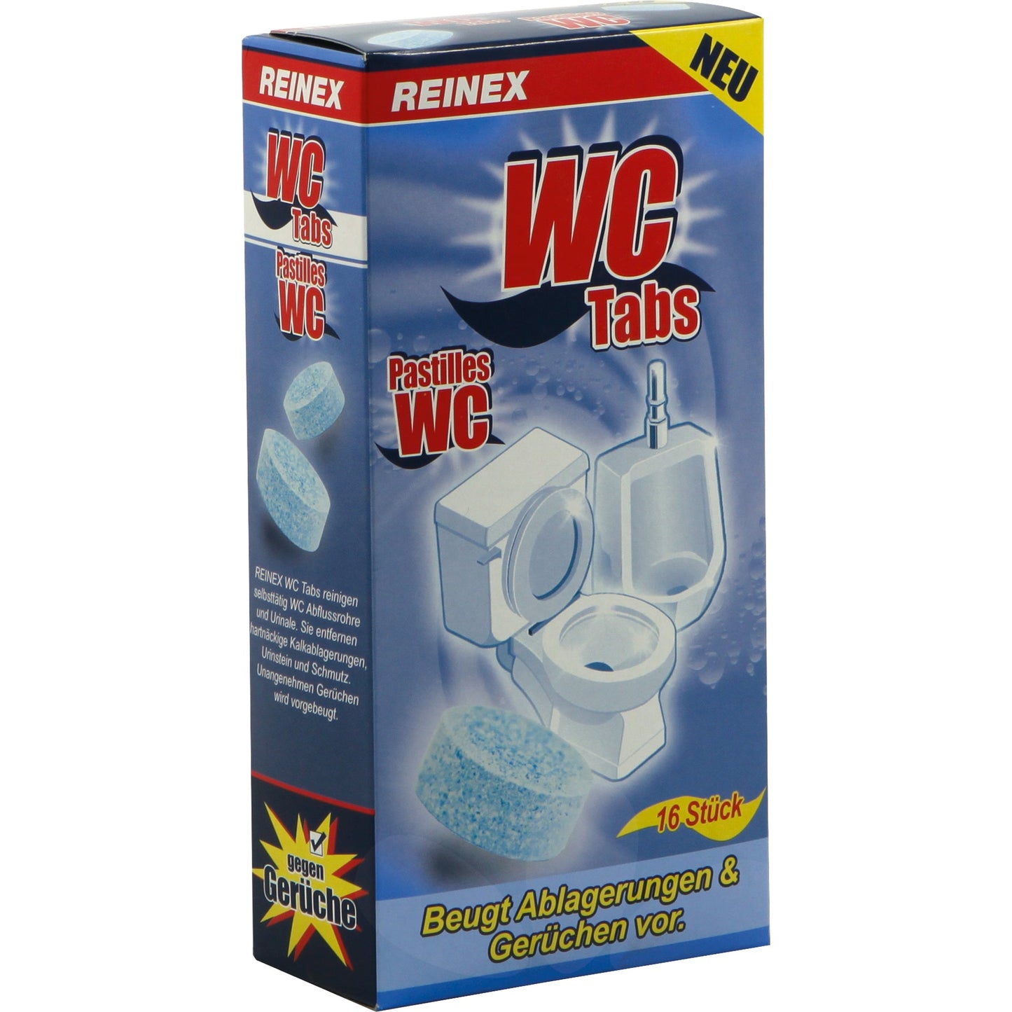 REINEX WC-Reiniger Tabs nicht biologisch abbaubar pH-Wert: 1,6 Karton 16 x 25 g/Pack.