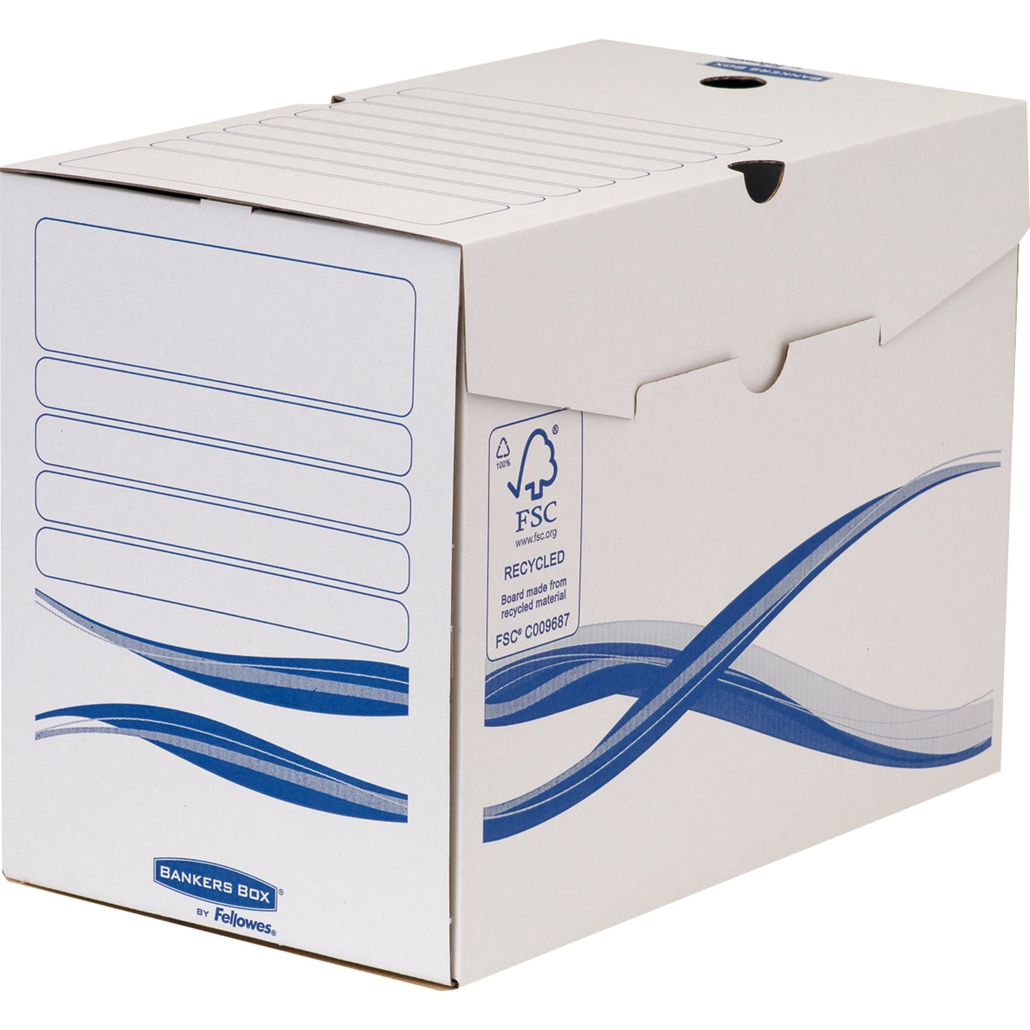 Bankers Box® Archivschachtel Basic 20 x 25,5 x 34 cm (B x H x T) DIN A4, DIN A4 Überbreite mit Archivdruck Karton, recycelt weiß/blau 25 St./Pack.