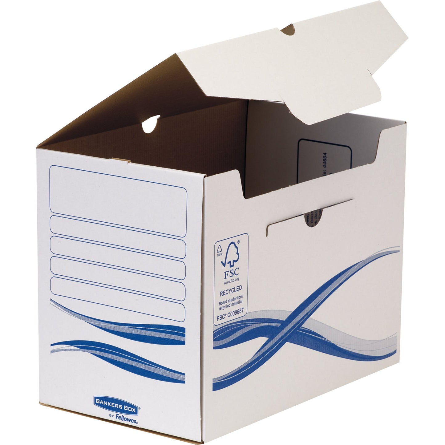 Bankers Box® Archivschachtel Basic 20 x 25,5 x 34 cm (B x H x T) DIN A4, DIN A4 Überbreite mit Archivdruck Karton, recycelt weiß/blau 25 St./Pack.