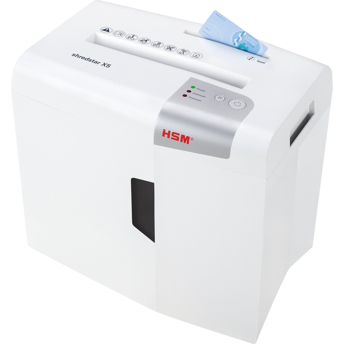 HSM® Aktenvernichter shredstar X5 P-4 Papier, Heftklammern, Büroklammern, Kreditkarten, CDs/DVDs Partikelschnitt weiß/silber