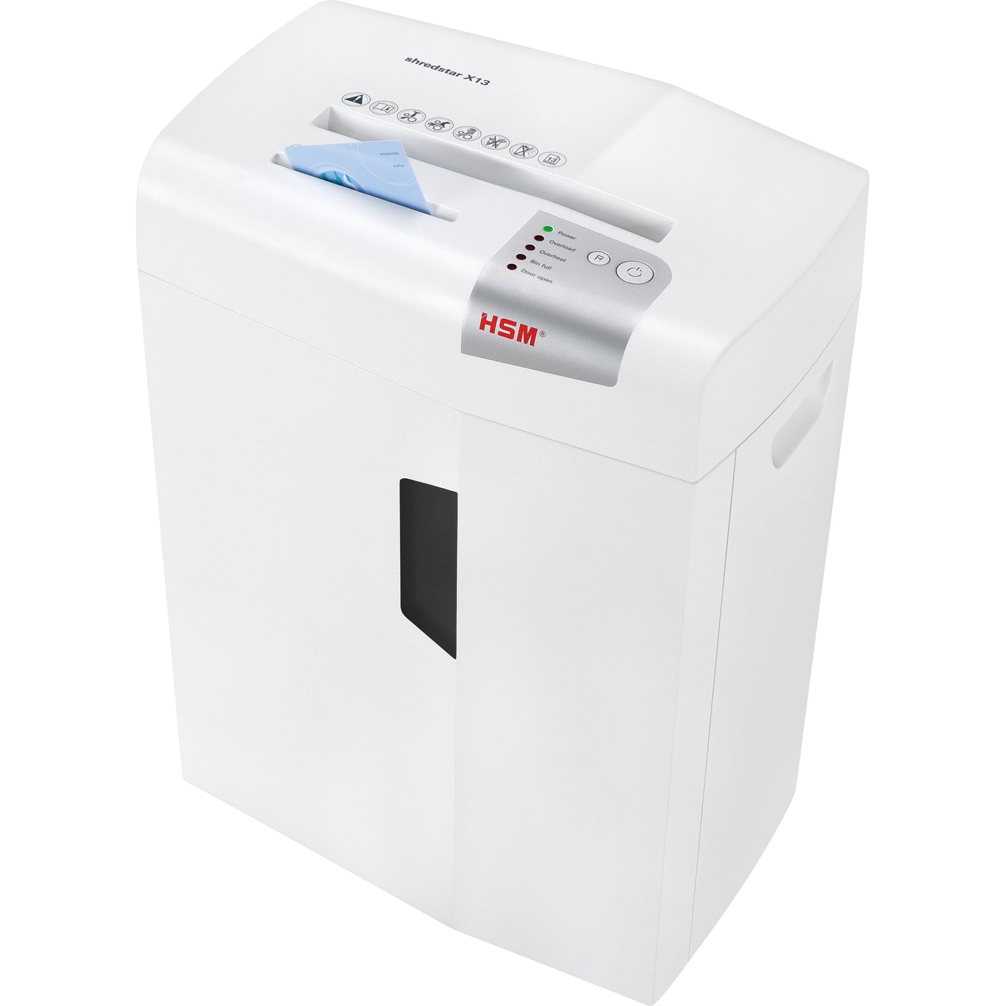 HSM® Aktenvernichter shredstar X13 P-4 Papier, Heftklammern, Büroklammern, Kreditkarten, CDs/DVDs Partikelschnitt weiß/silber