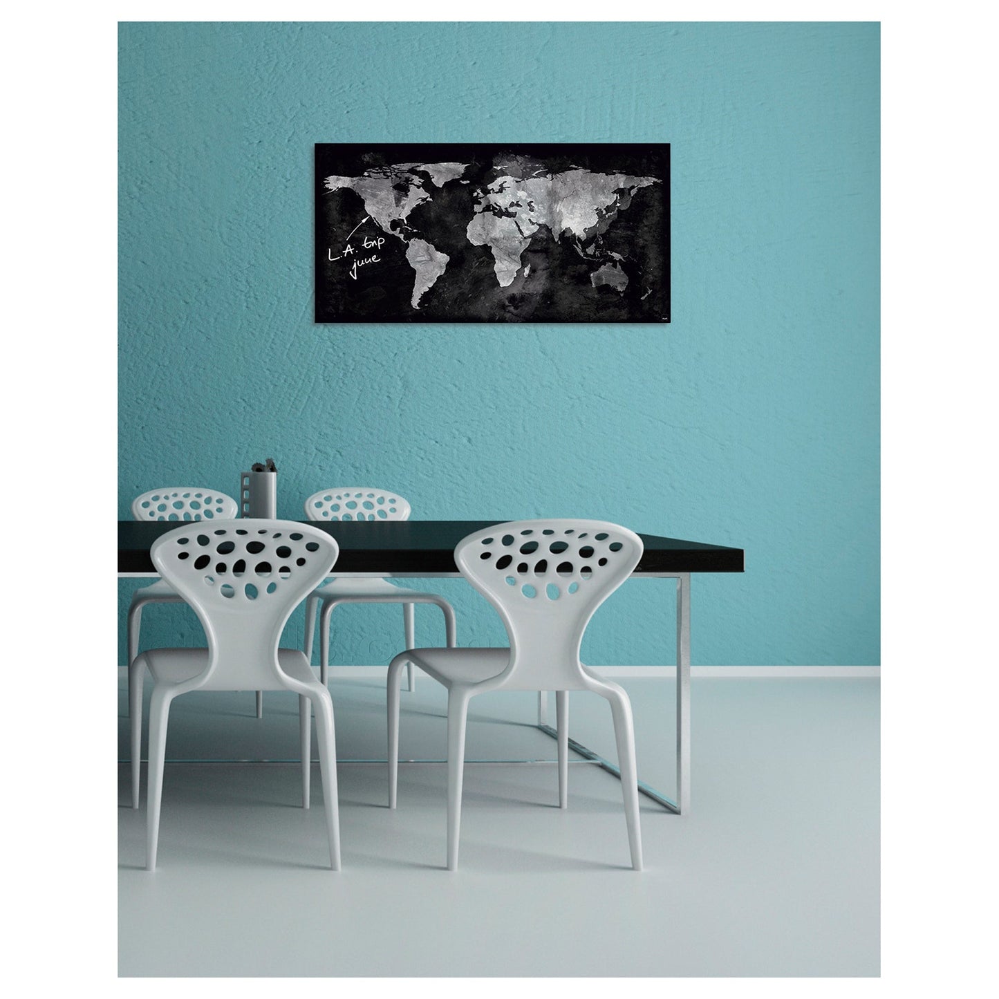 SIGEL Glasboard Artverum 91 x 46 x 1,5 cm (B x H x T) Tafel magnethaftend inkl. 3 starker SuperDym-Magnete Sicherheitsglas design World-Map