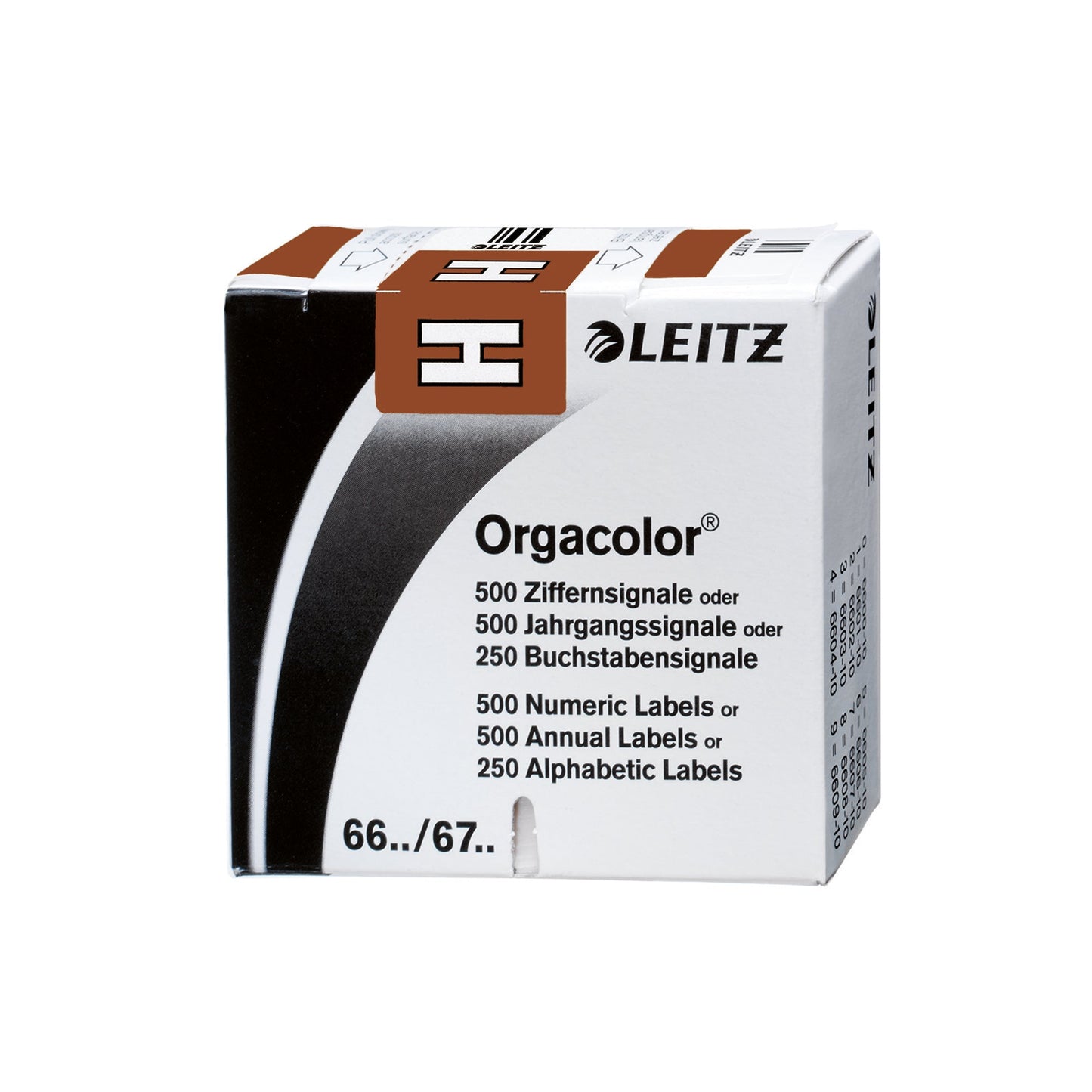 Leitz Buchstabensignal Orgacolor® Leitz Orgacolor® Registratursysteme H selbstklebend Kunstdruckpapier braun